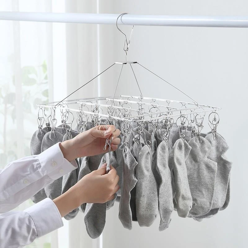 多功能挂袜夹家用内衣夹凉袜架不锈钢多夹子晾衣架
