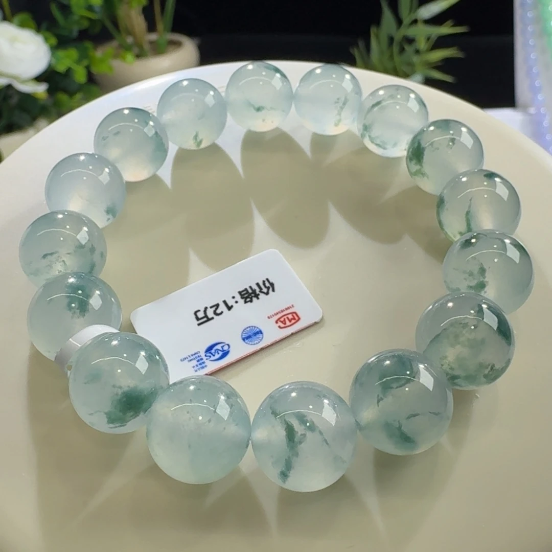 未镶嵌手链翡翠冰绿飘花单圈卡12.6