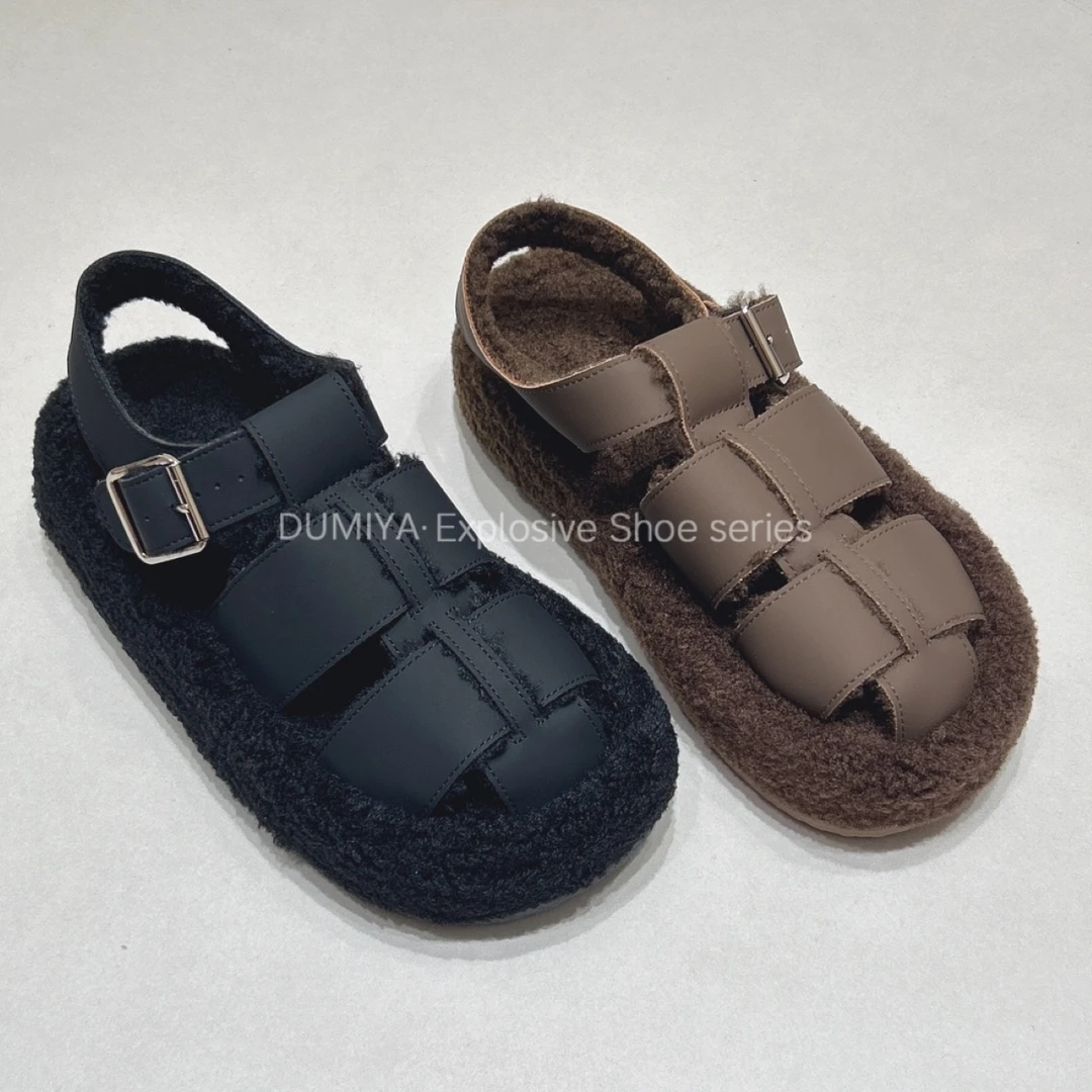 A154新款绒毛保暖轻便防滑外穿百搭懒人休闲拖鞋D977731-1A