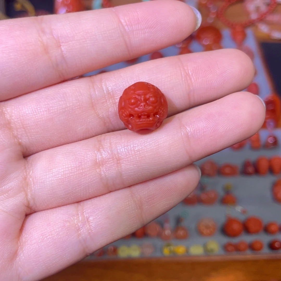 南红玛瑙貔貅圆珠卡14.2满色满肉未镶嵌