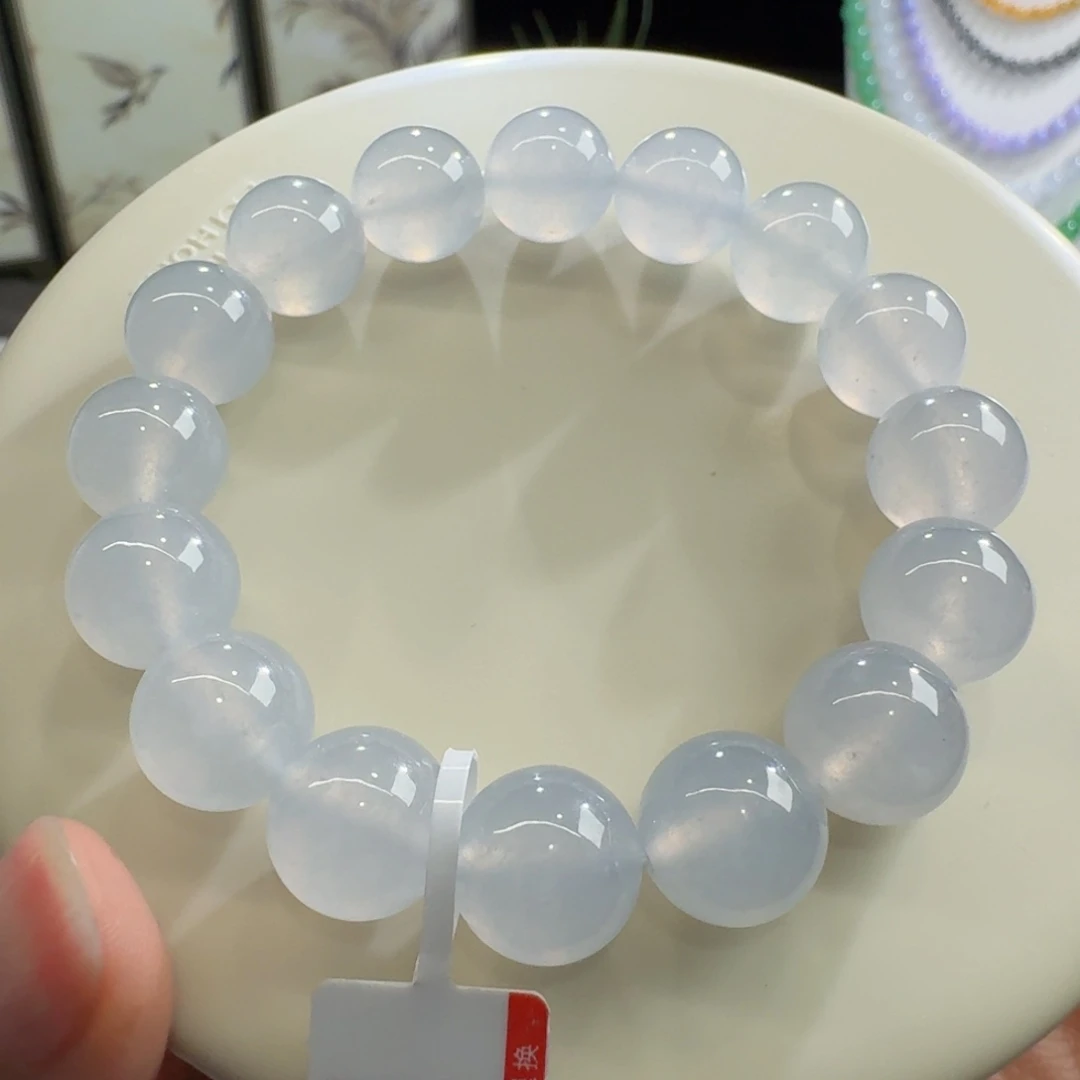 未镶嵌手链翡翠果冻超纯木纳大白单圈12.6mm