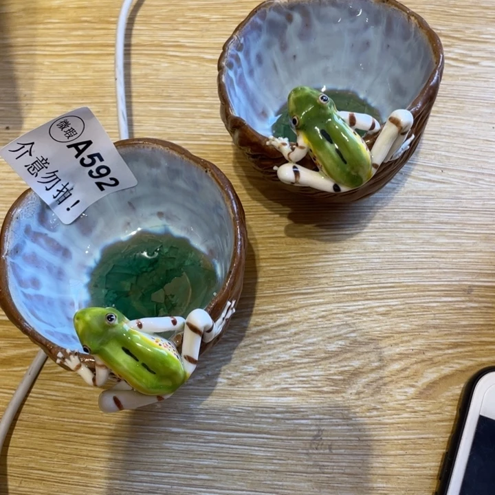 觉***手工制作陶瓷茶具茶杯青蛙