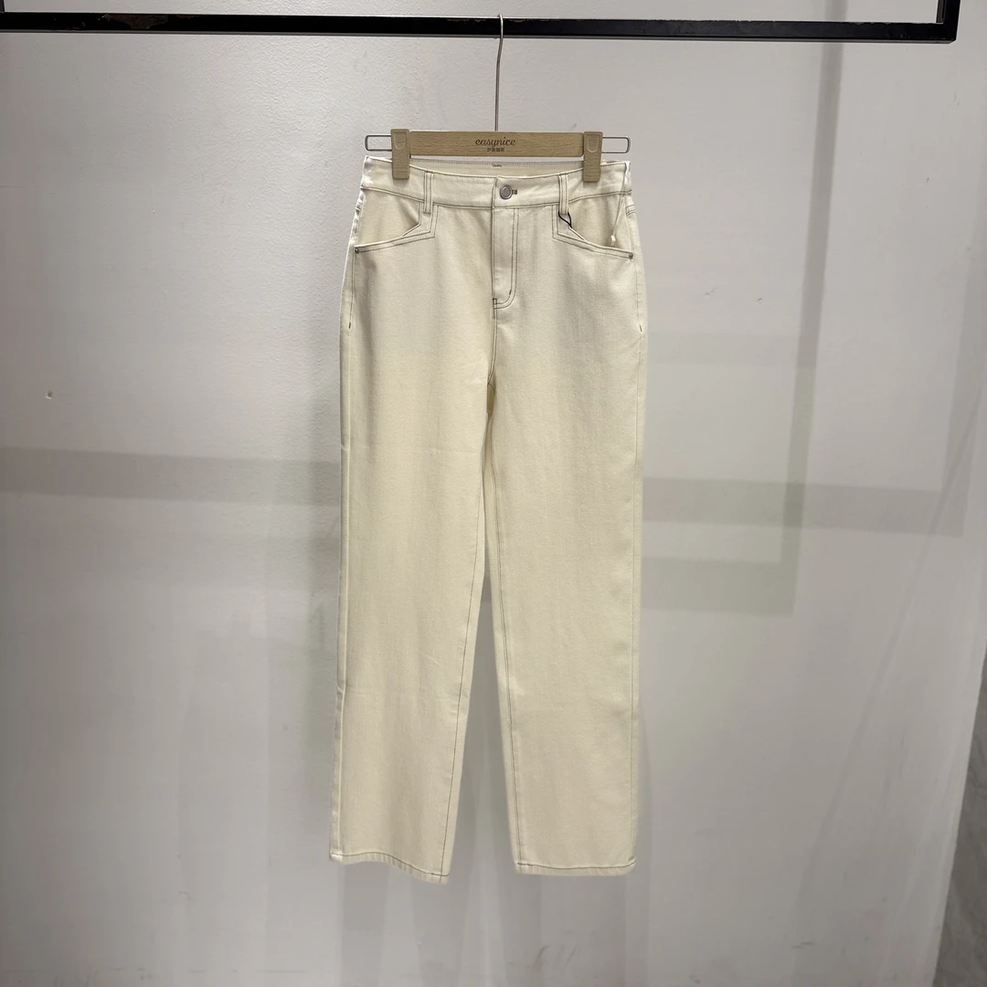 【小白牛】休闲时尚百搭宽松显瘦高腰直筒阔腿牛仔裤 ZX-1210