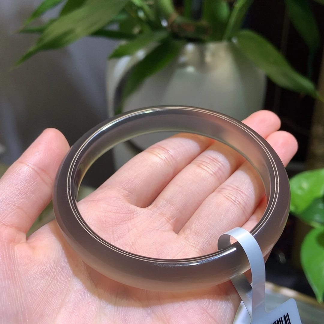 玛瑙/玉髓未镶嵌手镯11 金钩黑灰