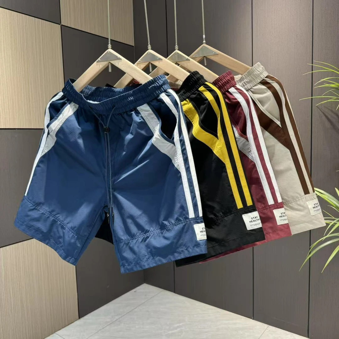 夏季男士休闲简约拼色帅气时尚抽绳短裤7889