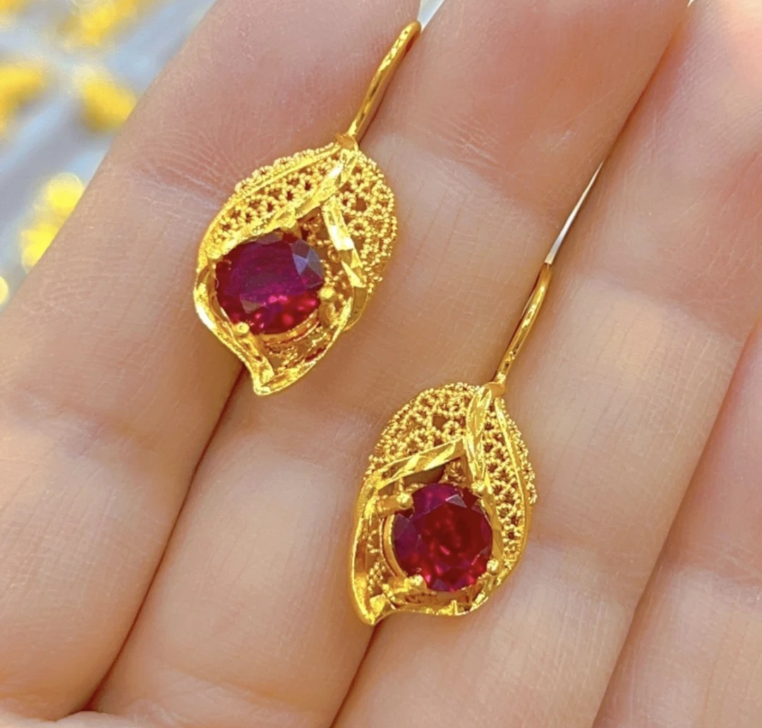 铁合金亚克力耳饰 气质古法耳扣时尚复古