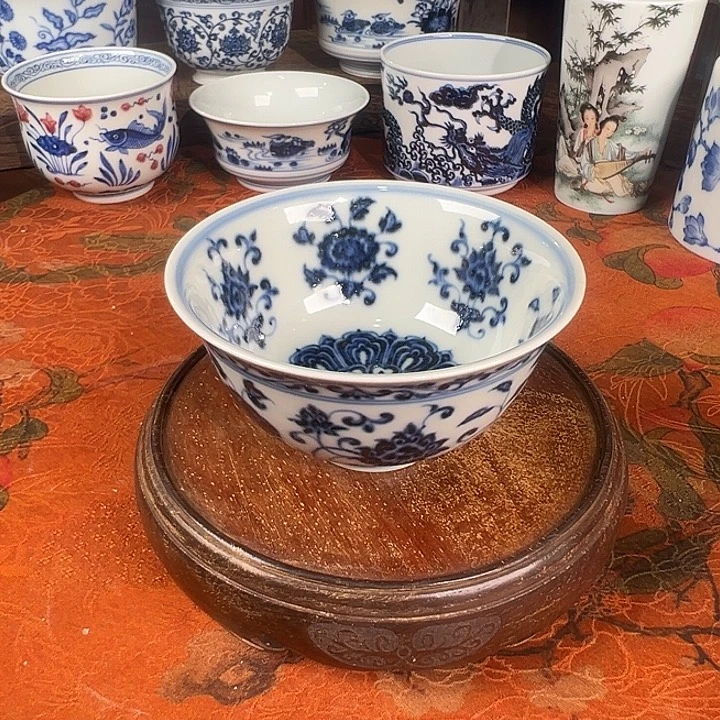 杯子陶元煦窑十二花卉撇口杯