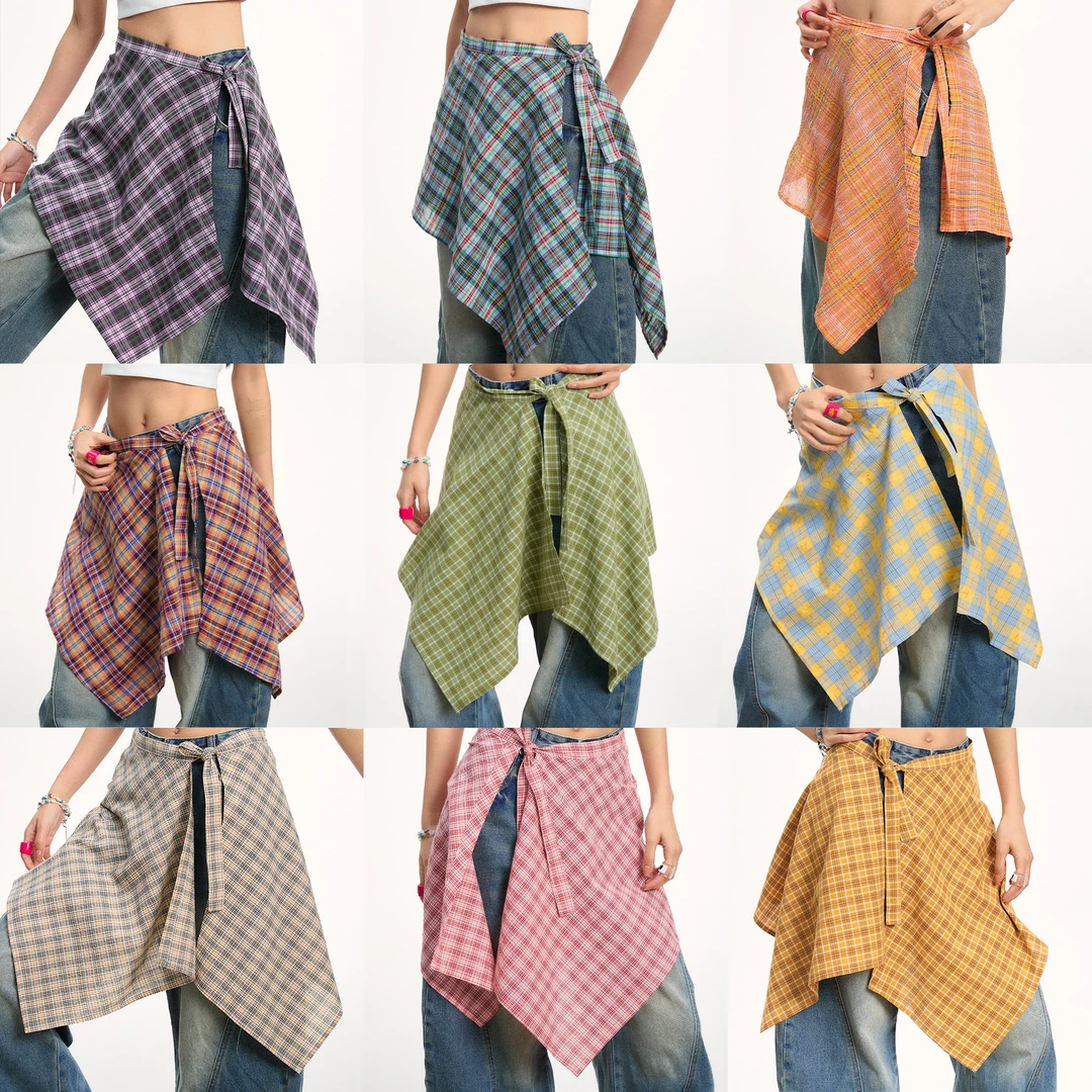 【江南先生】NewJNXS多色格子设计屁帘夏慵懒感配饰女JN52X65