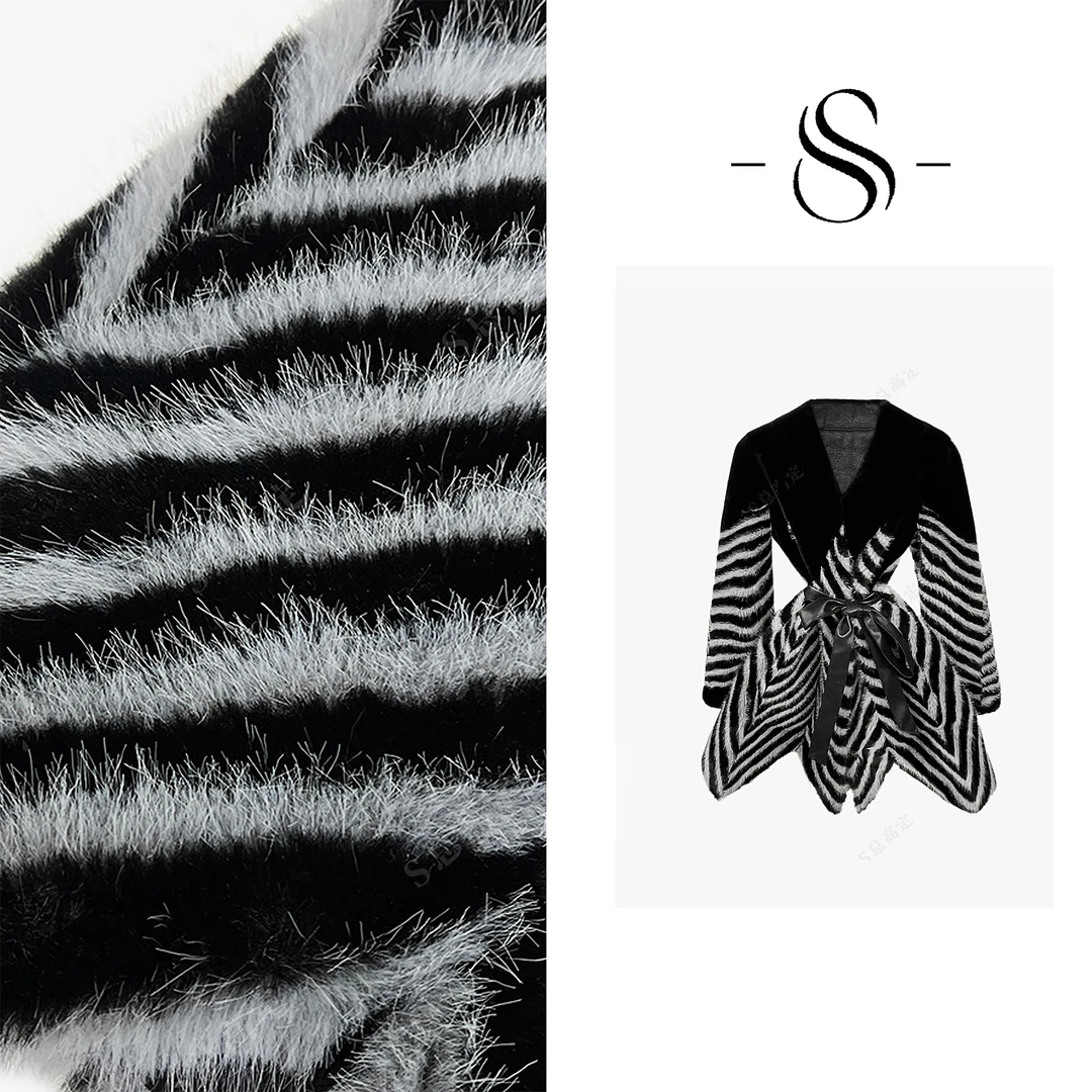 NIMOSHI【倩倩】冬款几何线条设计波浪下摆显瘦百搭短外套女D0294