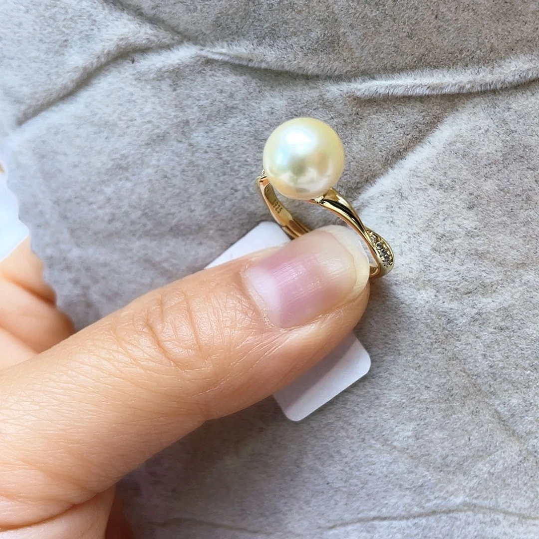 海水珍珠戒圈银S925镶嵌