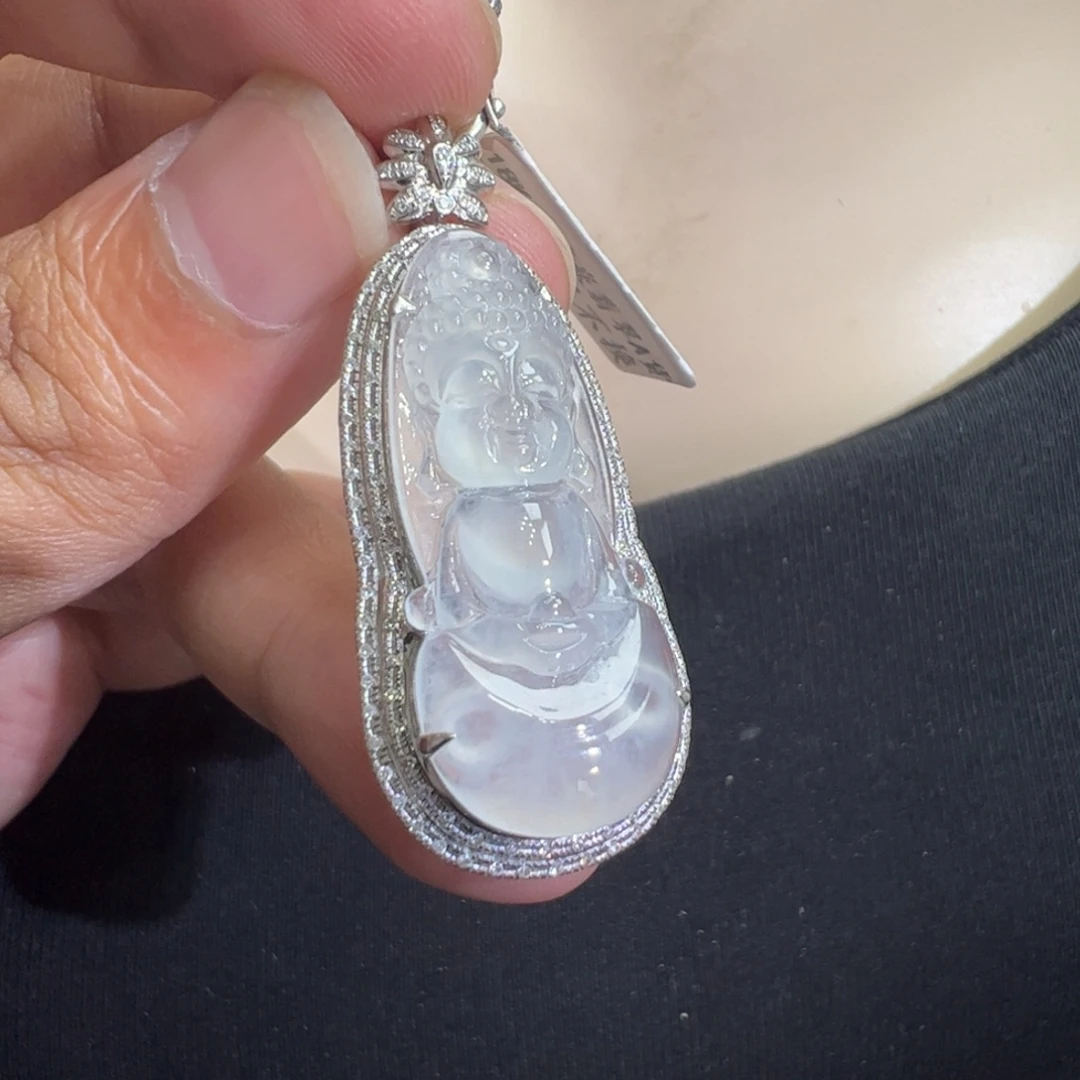 吊坠(不含链)18K金镶嵌翡翠