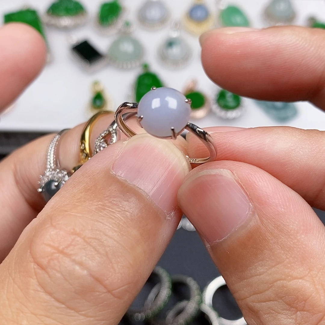 银S925镶嵌戒指翡翠戒指