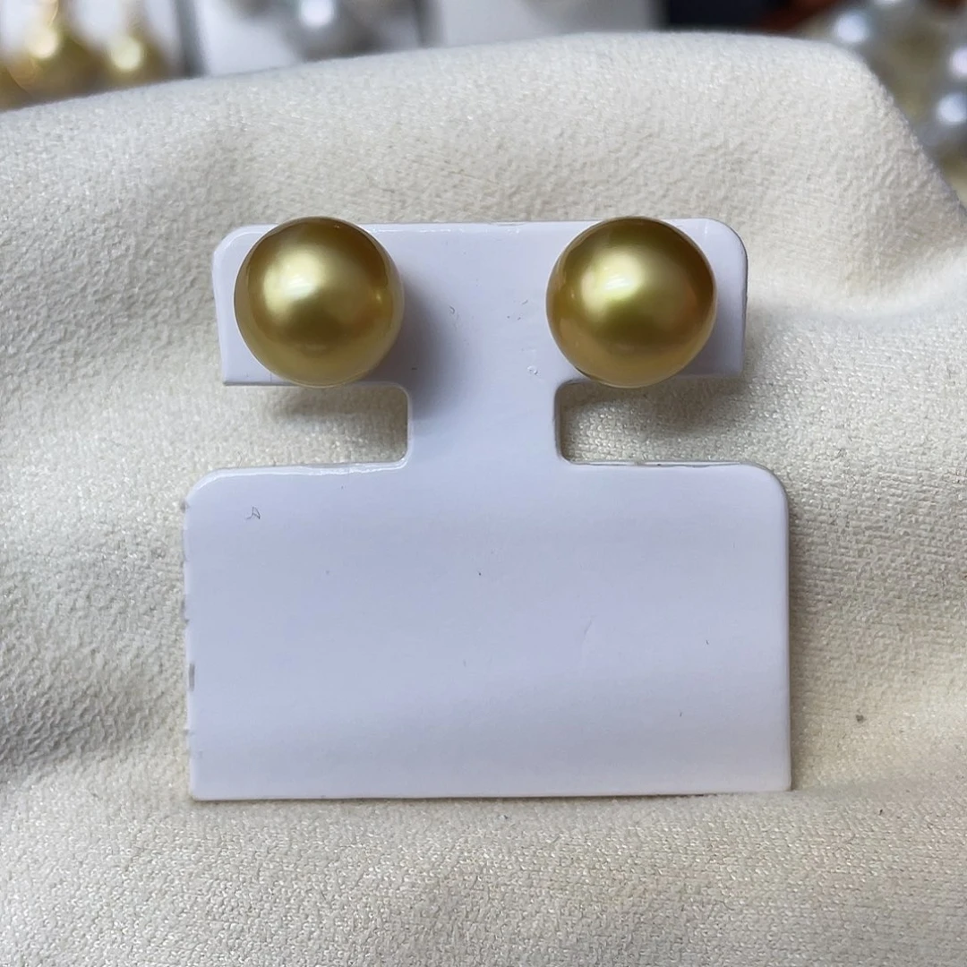 18K金镶嵌耳饰海水珍珠金珠