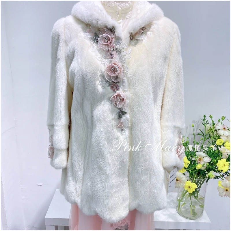 冬季连帽整貂貂皮大衣皮草外套休闲女装样衣无吊牌RMALW788582