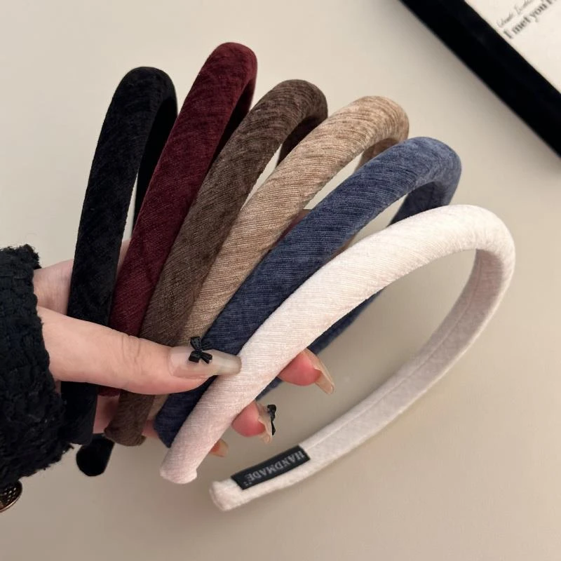 韩式秋冬丝绒窄版细发箍女赶温柔海绵头箍高颅顶网红气质发箍
