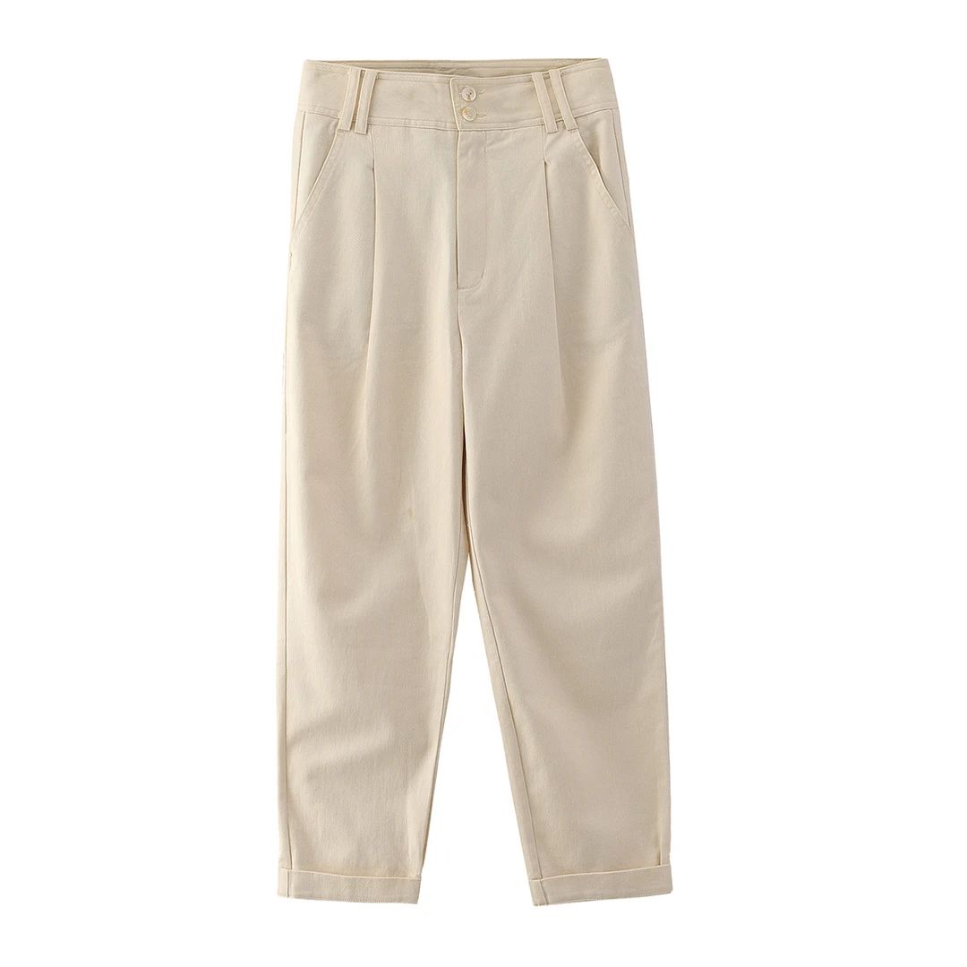 高端【HO】全棉纯色显瘦遮肉小脚哈伦牛仔裤春装品牌撤柜女01011121