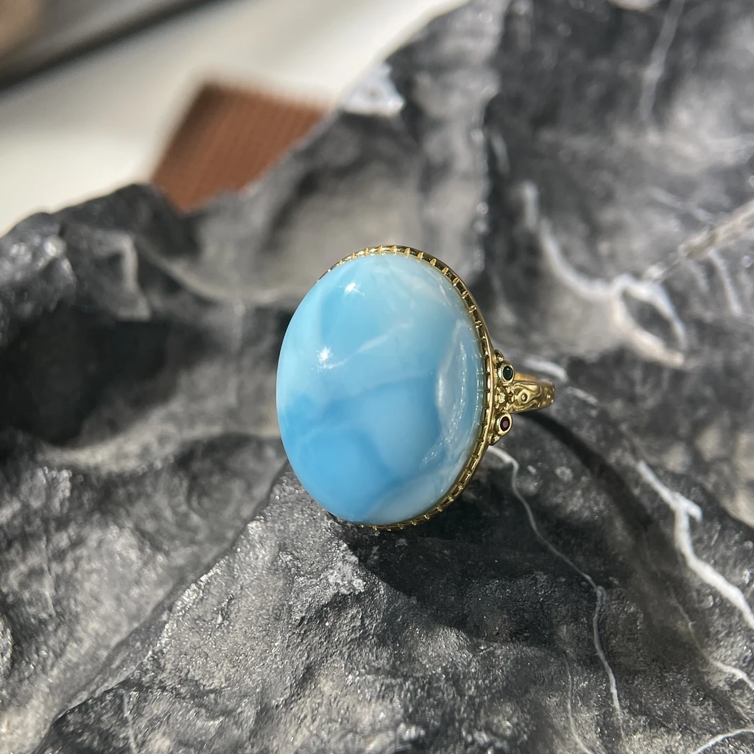 巨蛋面s925海纹石20*15戒指 KT25112311