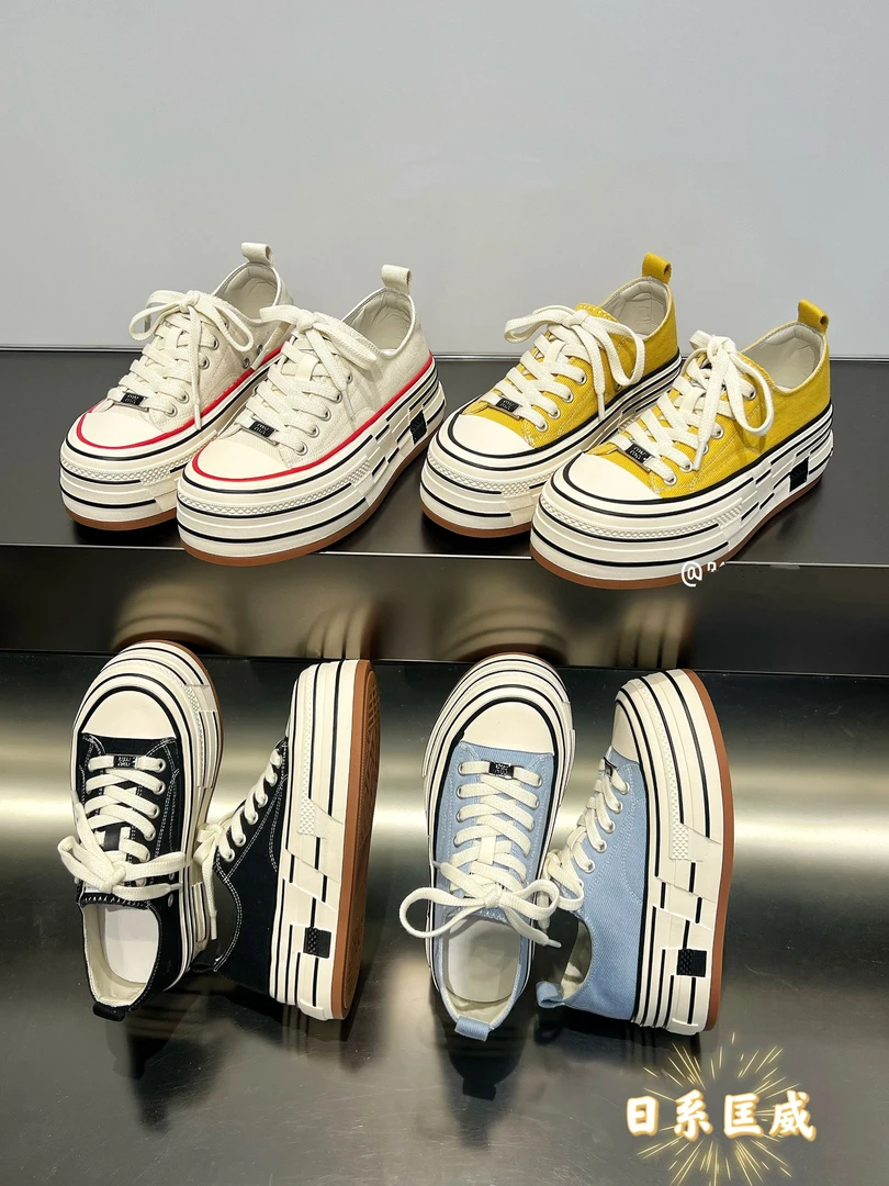 跟高4.5cm 防滑增高防水纯色休闲板鞋情侣日系休闲鞋板鞋 9015-1