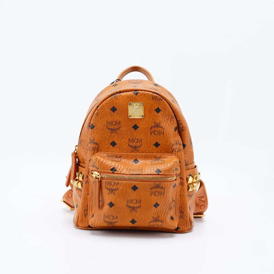 95新 MCM 【总仓】干邑色双肩包小号/BG22012139