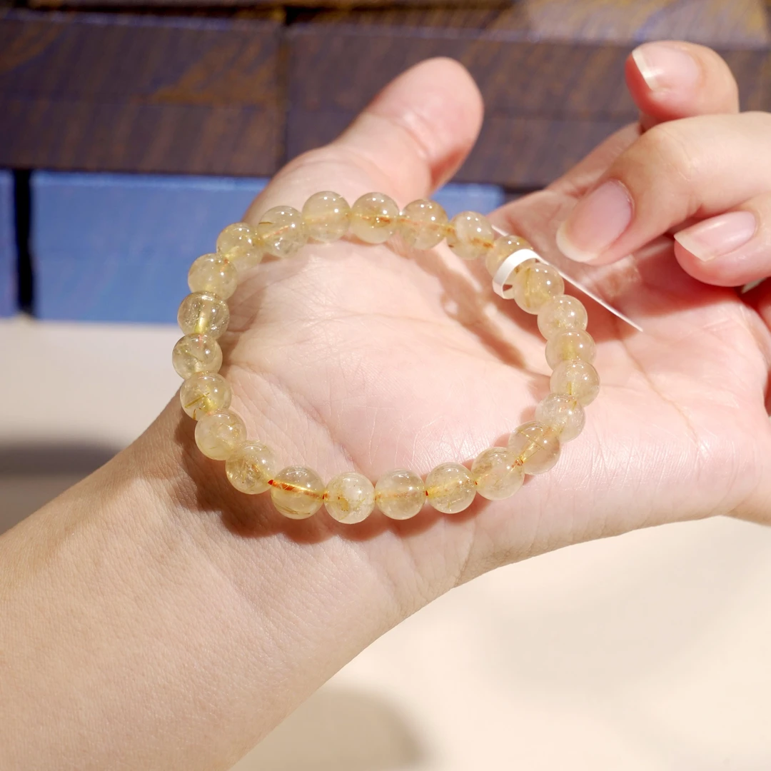 雅颂集天然金发晶手串净体黄发晶款手链百搭小众简约