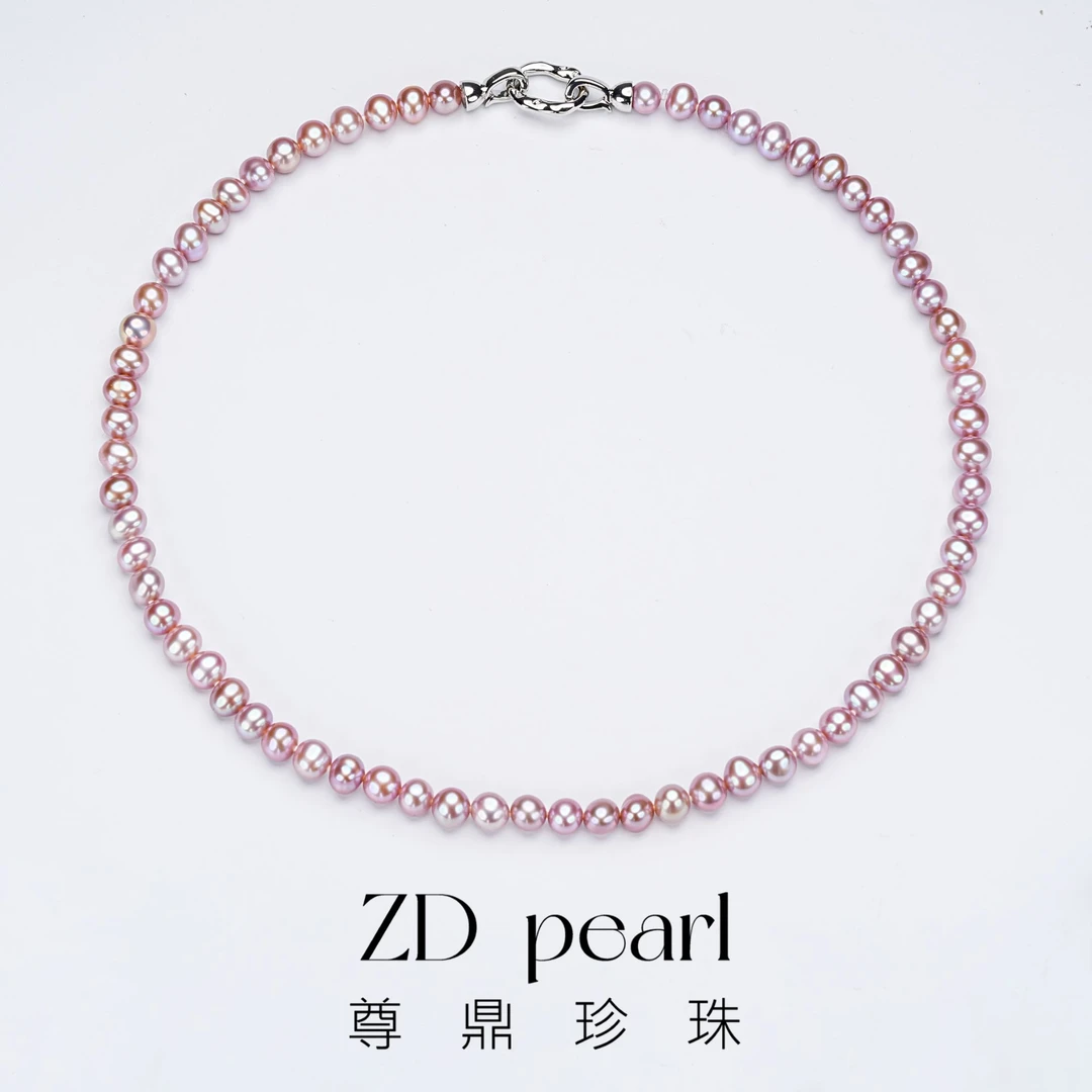 尊鼎珍珠-【木槿】合金淡水珍珠紫色项链6-7mm  RS