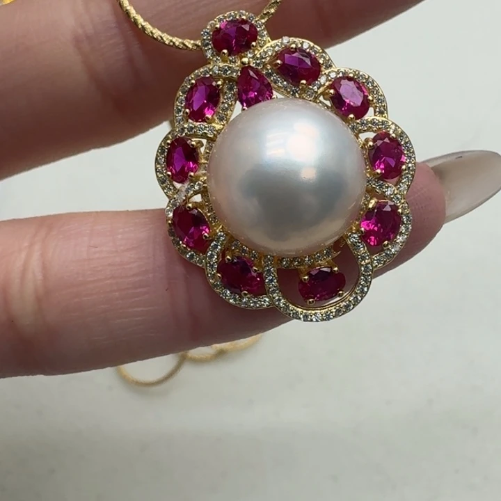 拼合珍珠（马贝珠）颈饰银S925镶嵌