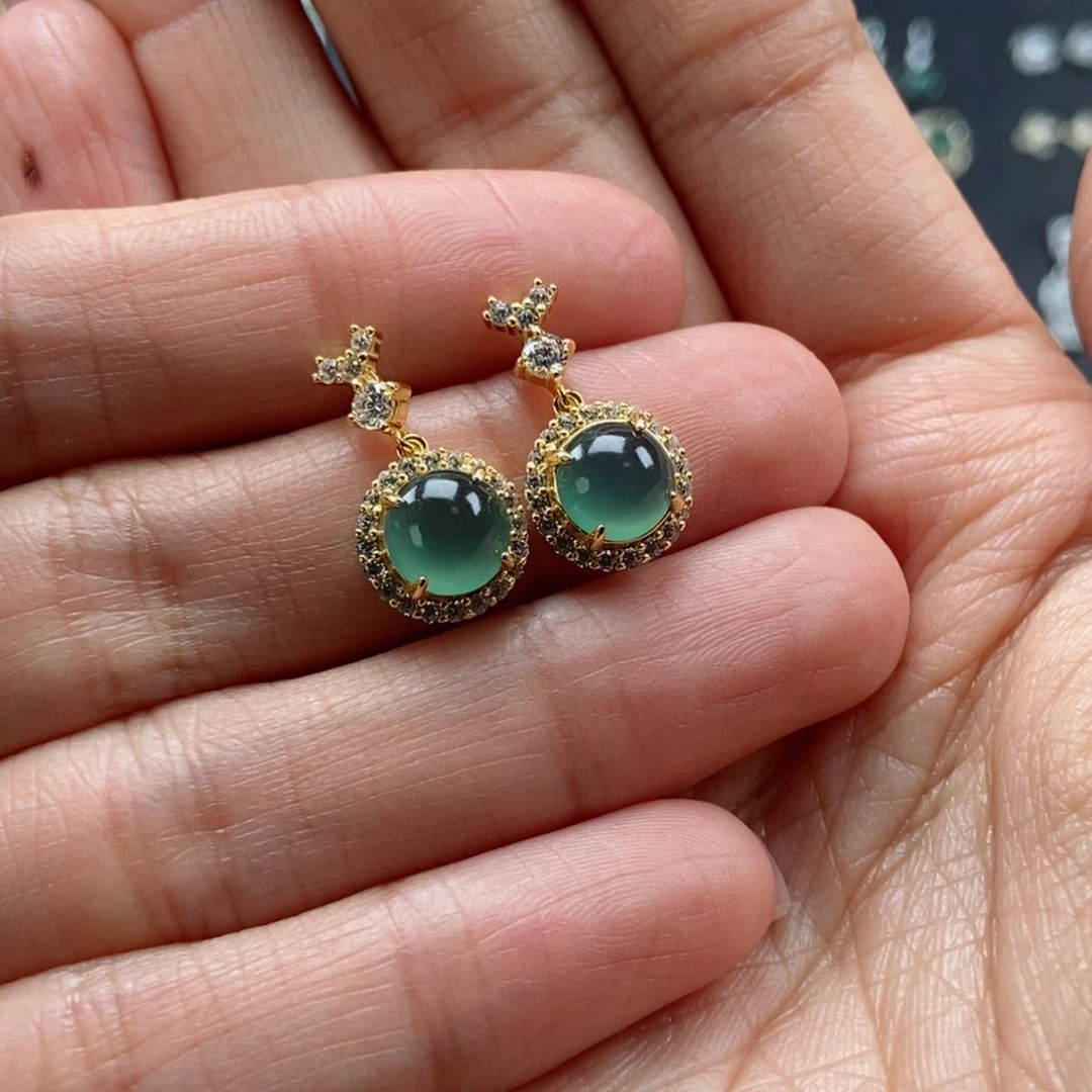 翡翠耳饰银S925镶嵌等*我翡翠首饰