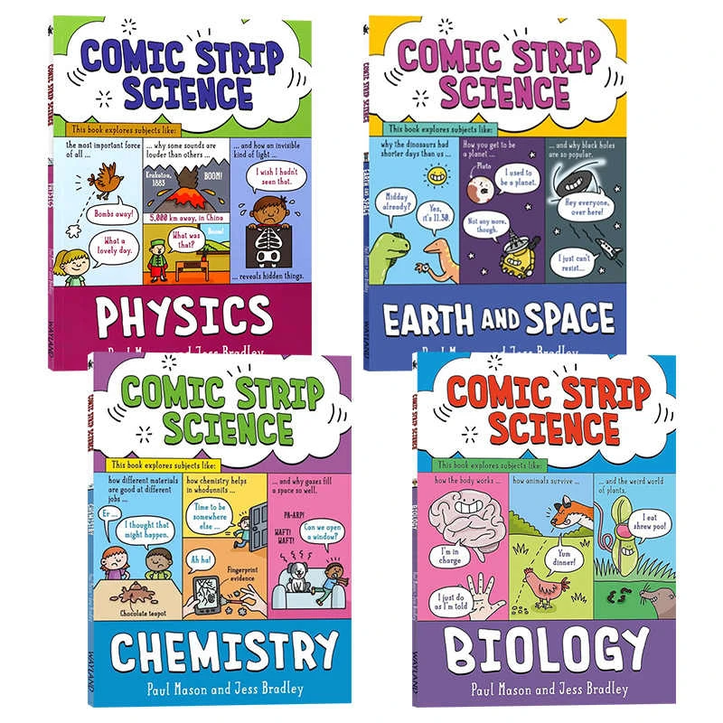 现货 漫画科学4册英语原版科普绘本物理生物化学地球太空