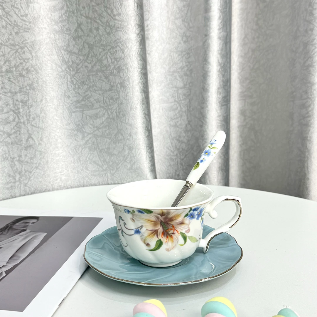 175ml花仙子杯碟陶瓷咖啡杯碟下午茶茶具居家茶杯咖啡杯具