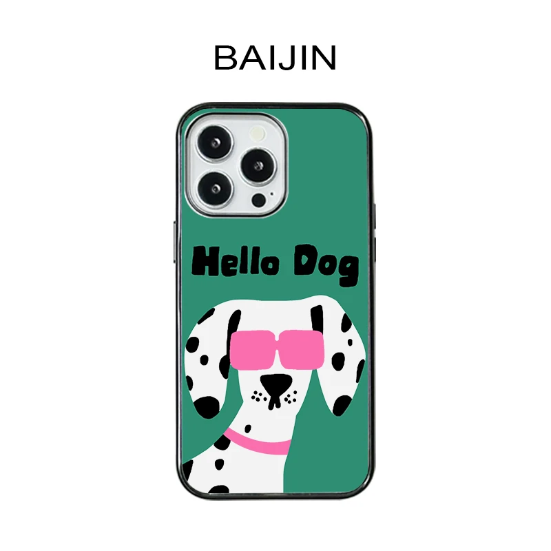 白瑾原创墨镜狗超薄亚克力适用iPhone16promax苹果15PRO手机壳