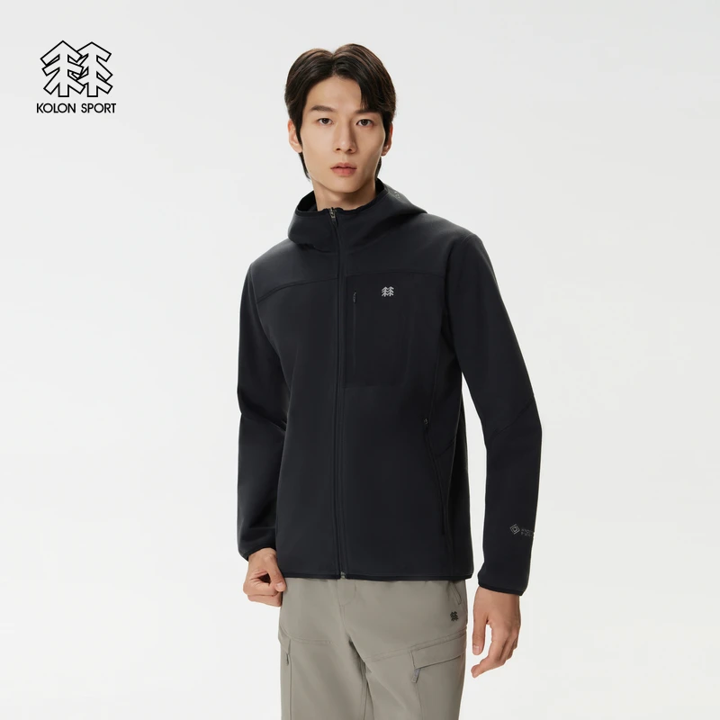 KOLON SPORT可隆软壳衣防风透湿GTX WINDSTOPPER男士抓绒连帽夹克