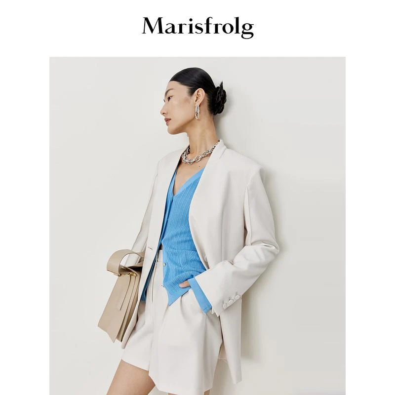 【商场同款新品】Marisfrolg/玛丝菲尔白色欧若风西装外套A1CX12283