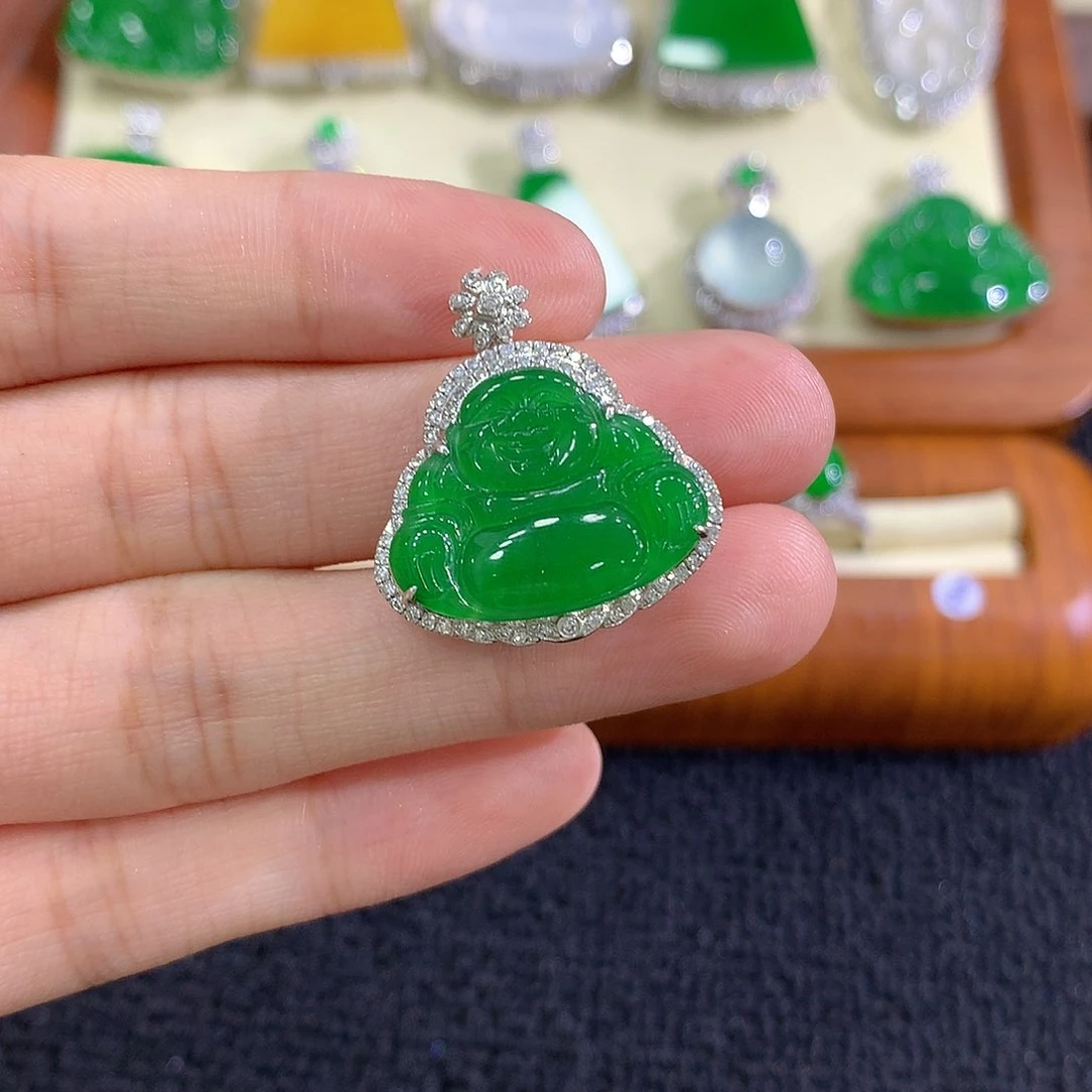 【闪购商品】翡翠18K金镶嵌吊坠(不含链)佛公