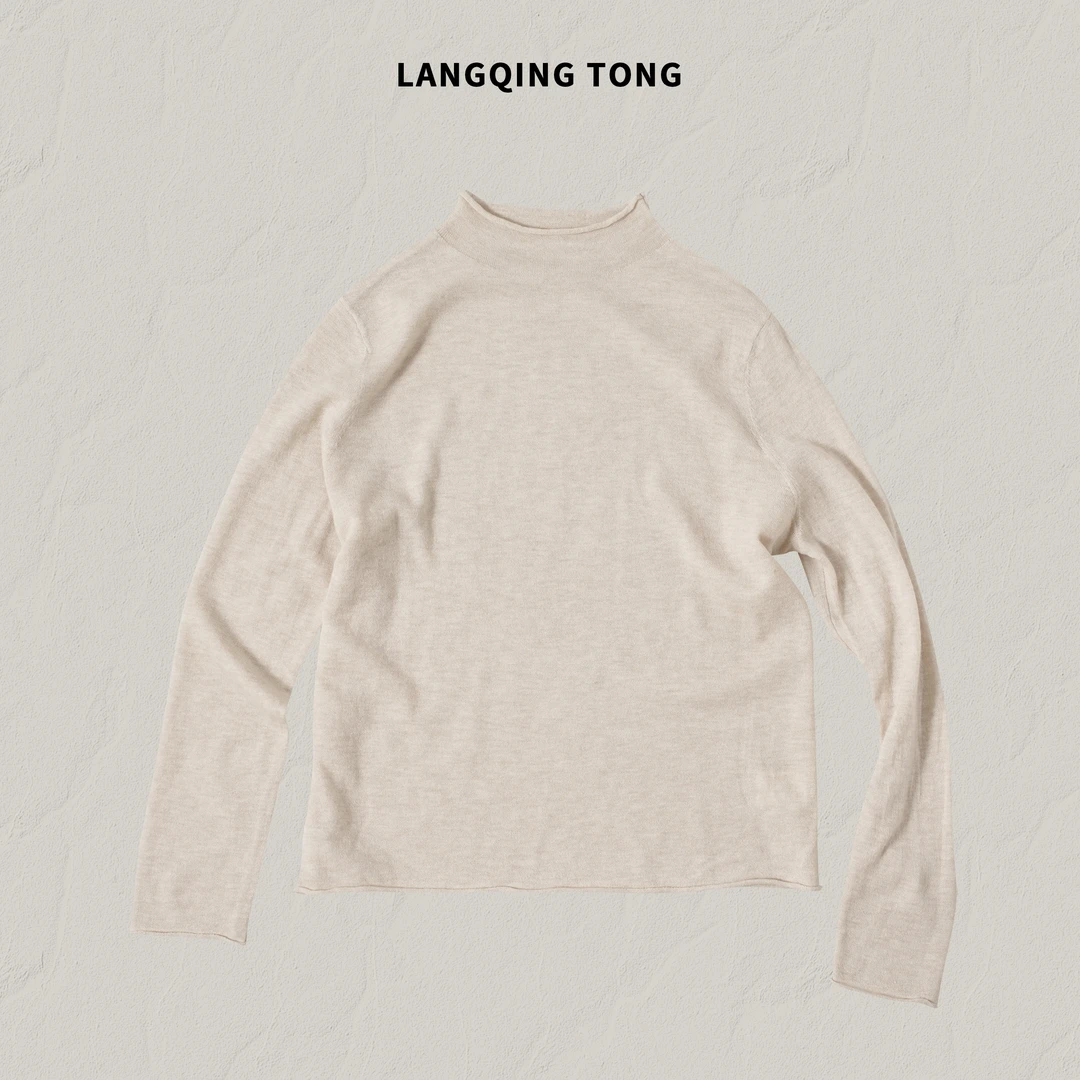 LANGQING 半高领通勤打底全羊毛针织衫46745#