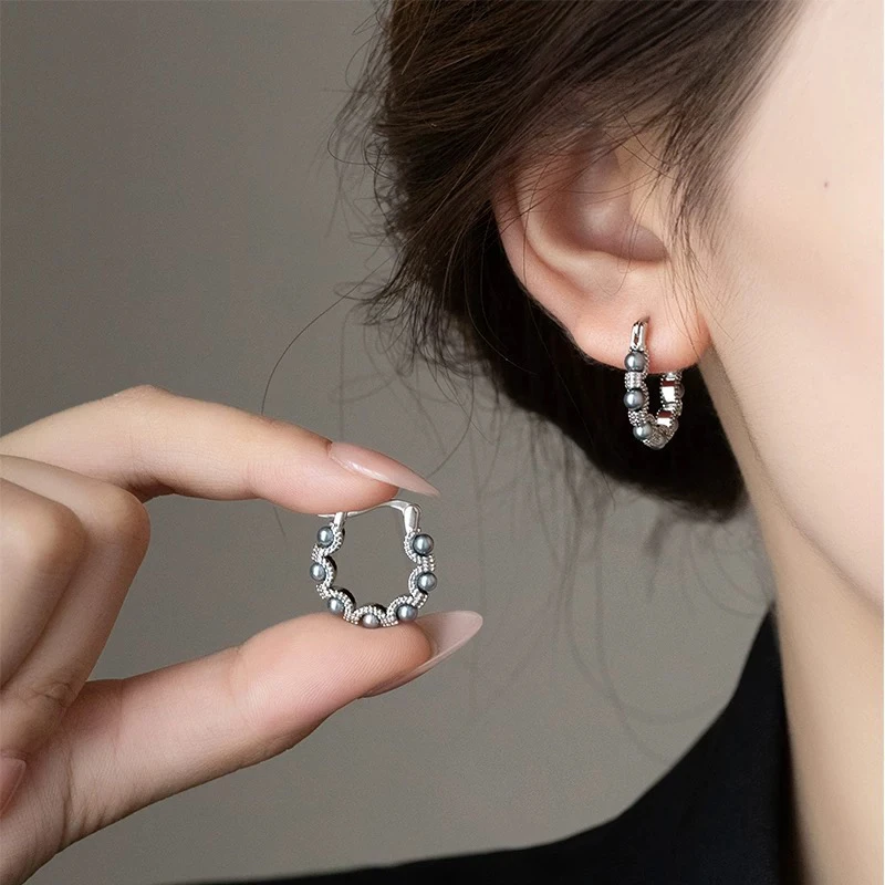 圆圈珠珠耳环小众设计轻奢耳饰女新款个性独特法式019