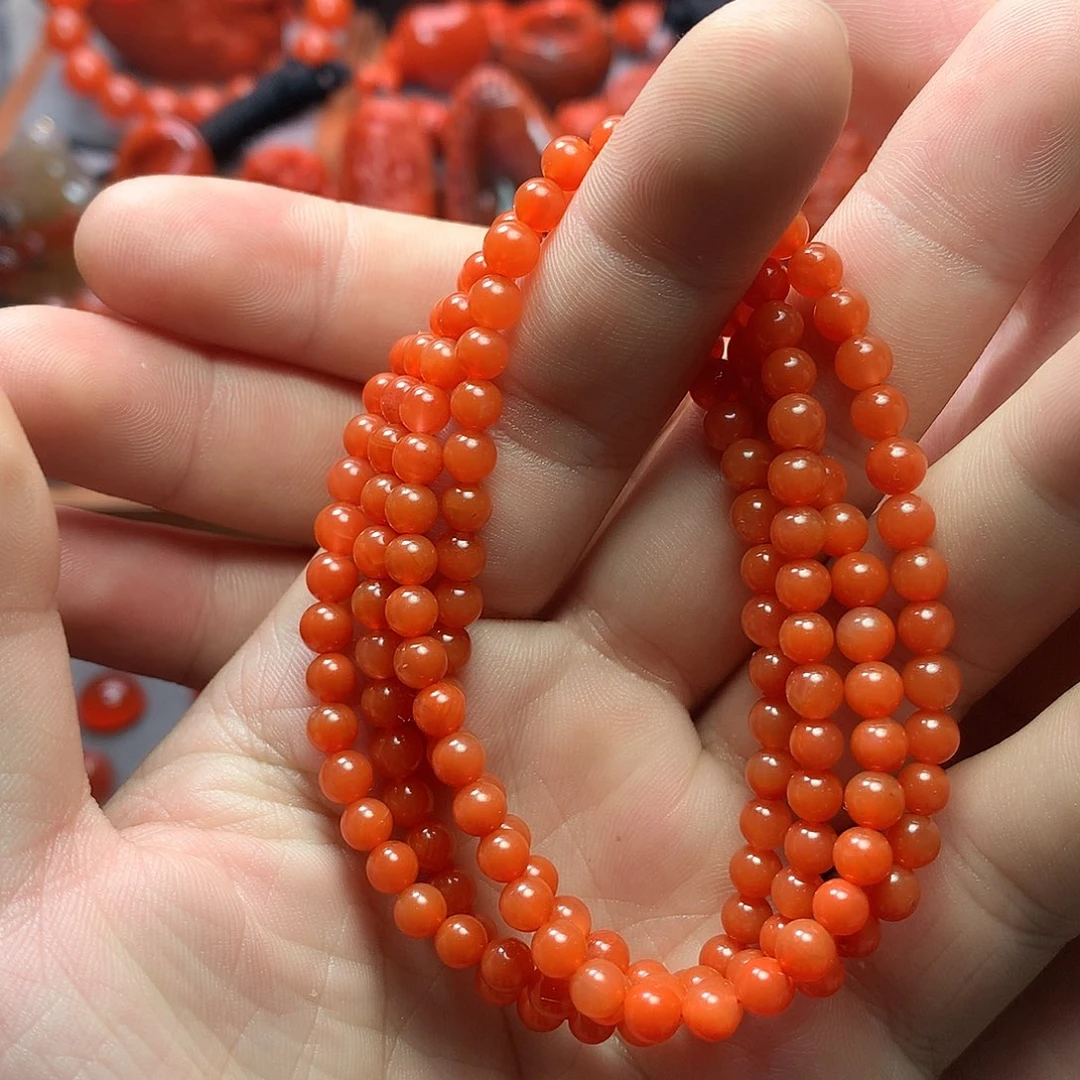 南红玛瑙未镶嵌1柿子红多圈