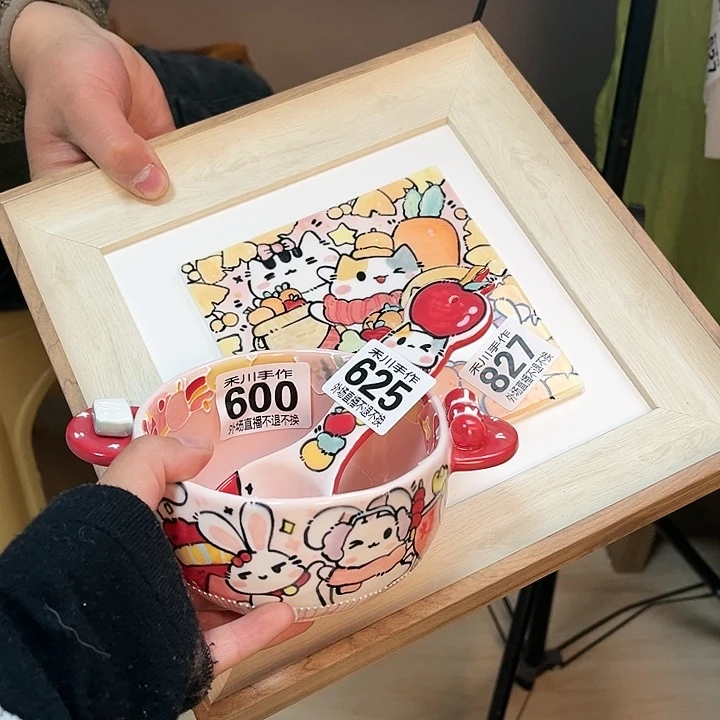 瓷片不****?预定苹果猫咪碗和勺子