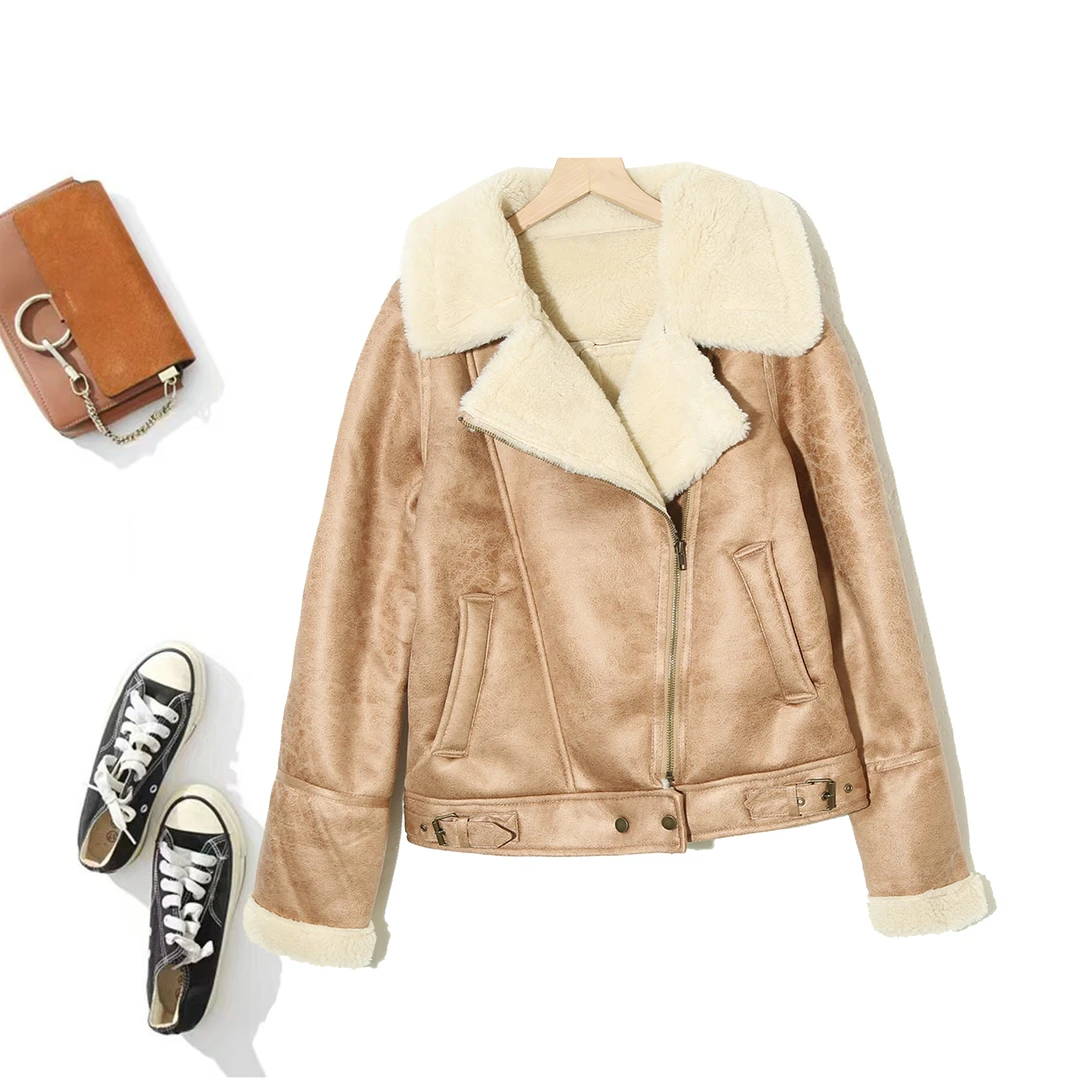 高级感翻领加绒加厚机车潮服时尚爆款情侣休闲宽松外套P-6C125