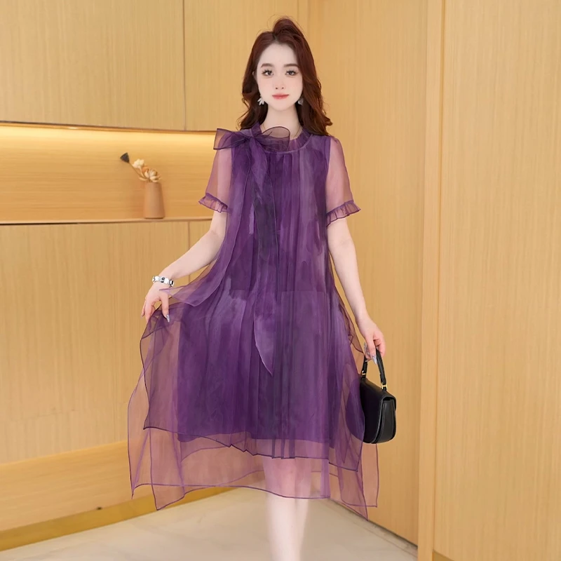 【连衣裙】夏季新款时尚修身法式洋气气质显瘦减龄宽松连衣裙