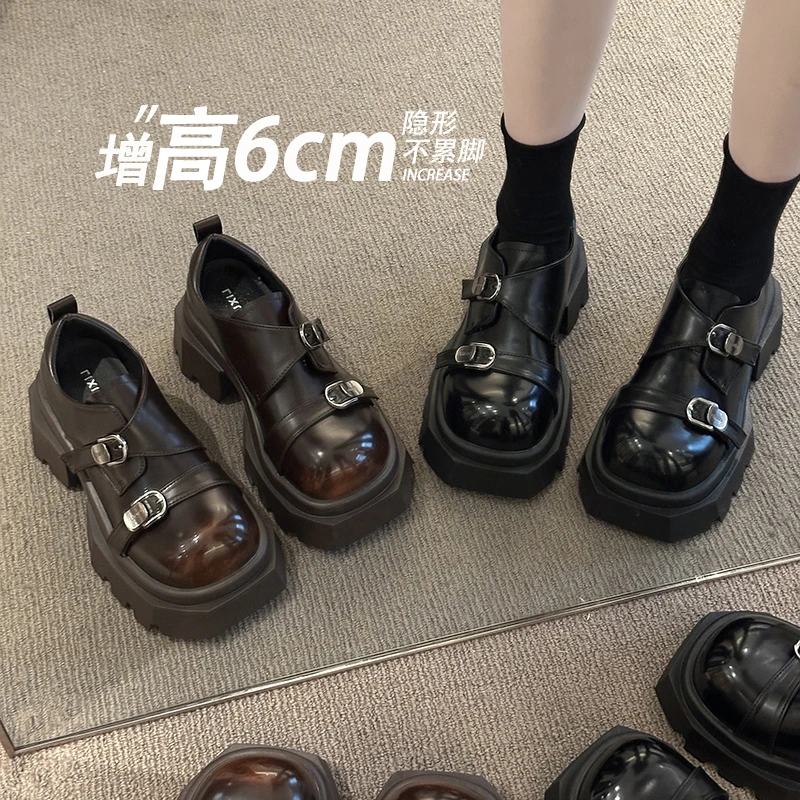 欧货厚底JK小皮鞋女2025秋季新款英伦风皮带扣时尚舒适乐福鞋单鞋