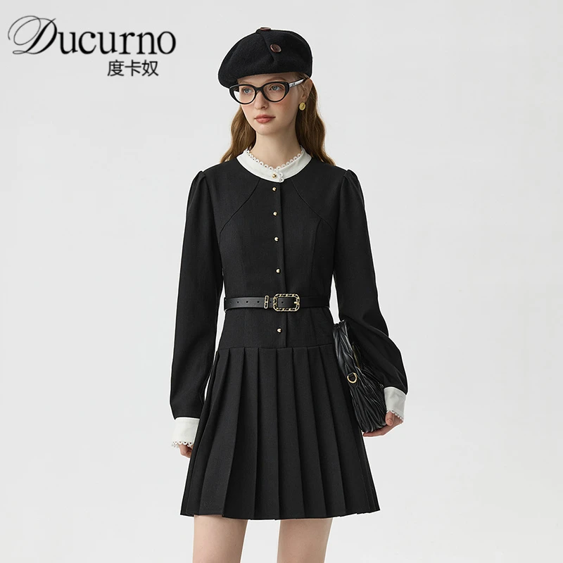 法式假两件气质通勤宫廷风连衣裙子女2025年秋季新款时尚休闲裙子