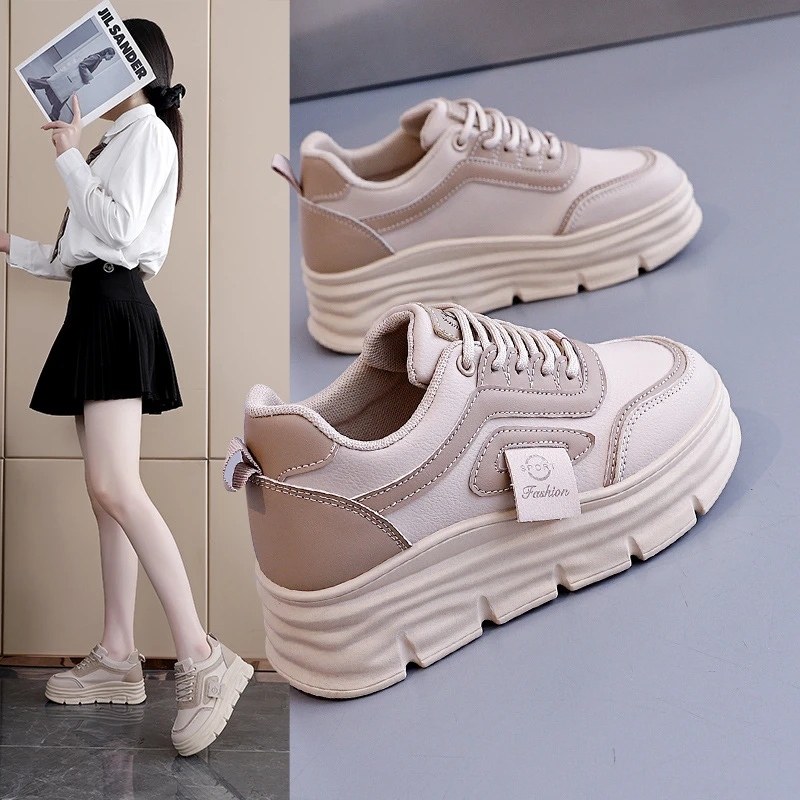 流光风2025年秋季新款小白鞋女鞋增高包头爆款百搭厚底休闲板鞋