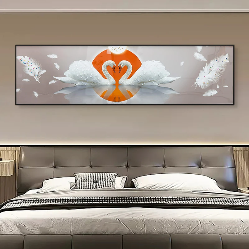 浪漫天鹅卧室房间床头装饰画简约背景墙客厅挂画天鹅40150