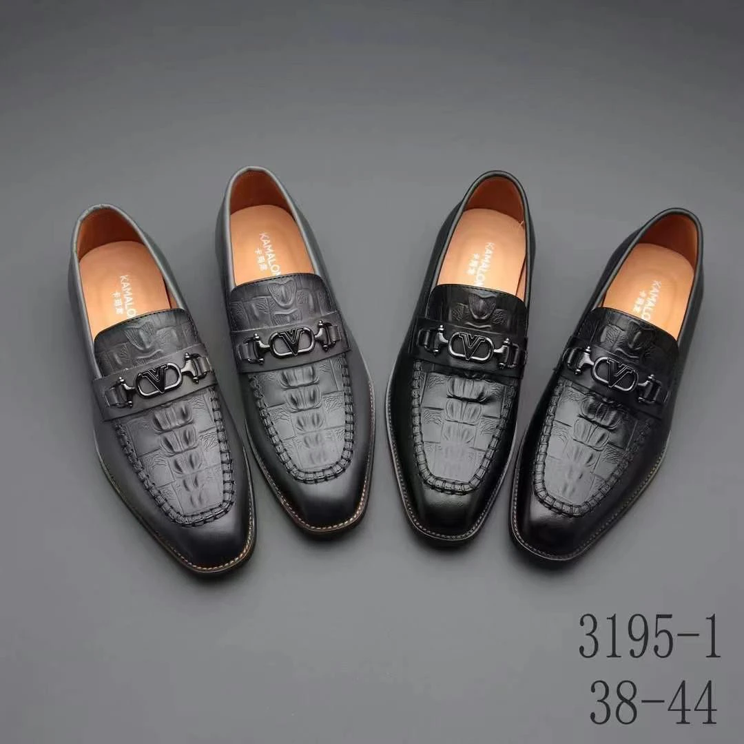春季新款鳄鱼纹手工男鞋压花搭扣高档商务正装皮鞋男软皮透气婚鞋