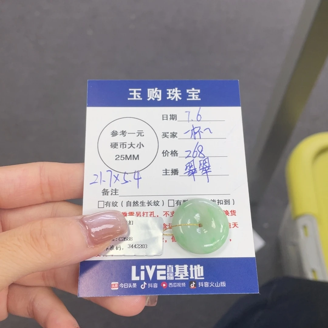 翡翠未镶嵌颈饰平安扣