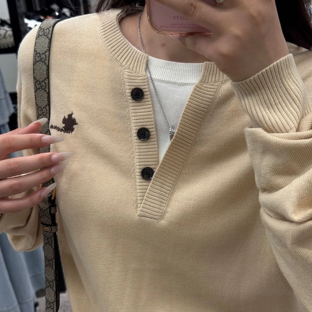 AVVENN｜假两件V领毛织上衣