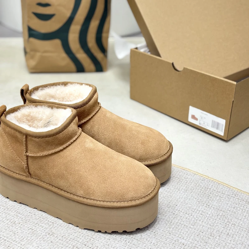 2025新款雪地靴厚底5cm周冬雨同款款真皮时尚百搭冬保暖