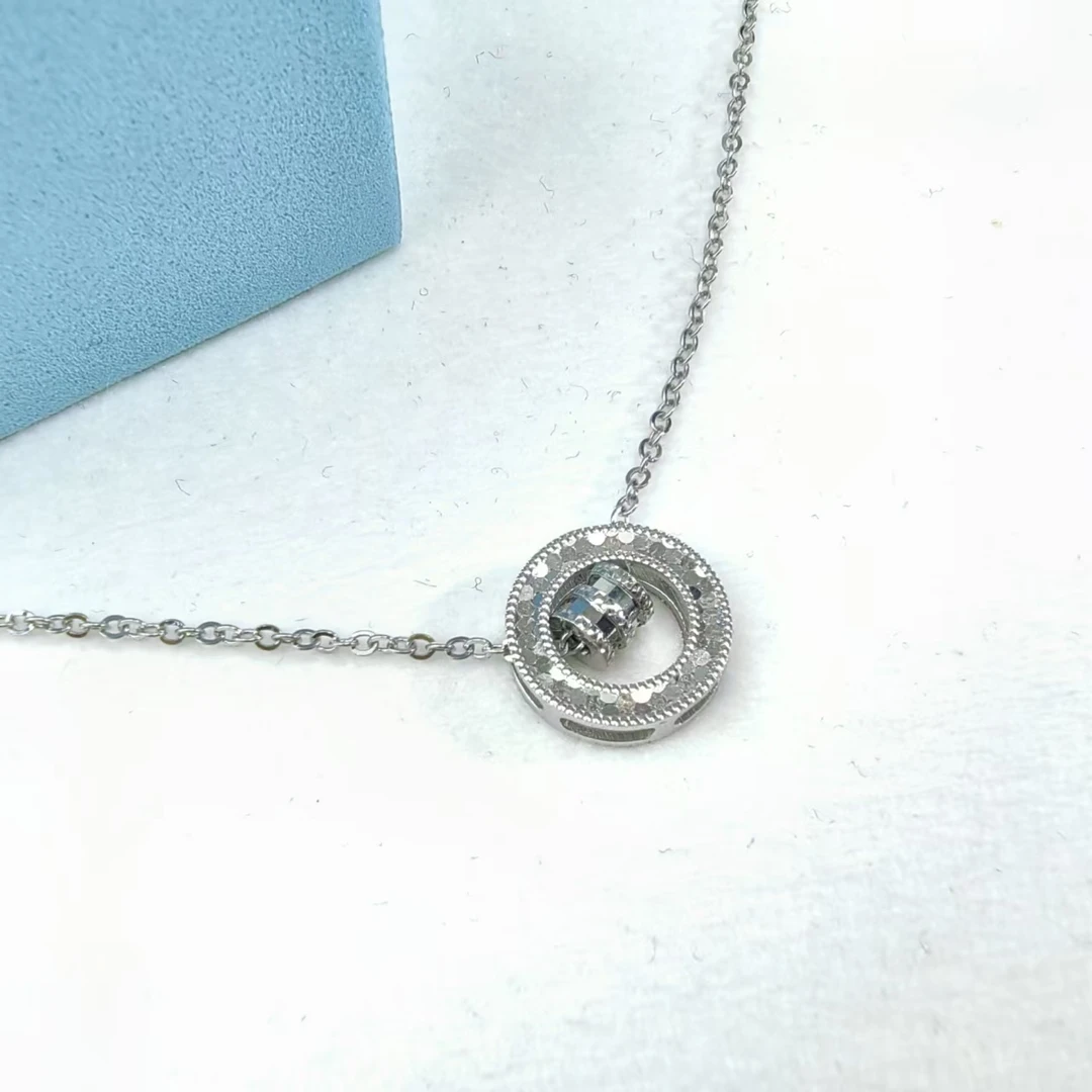 PT950铂金项链 时来运转圆饼小蛮腰铂金套链 约45cm可调节