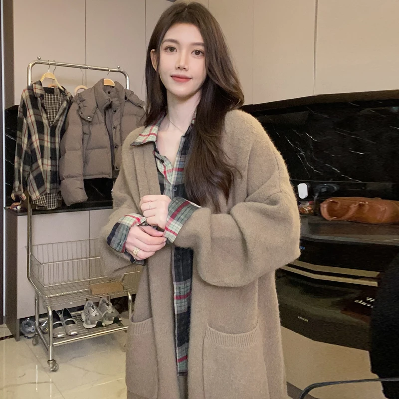 【现货】开衫毛衣外套女时尚百搭慵懒风针织衫