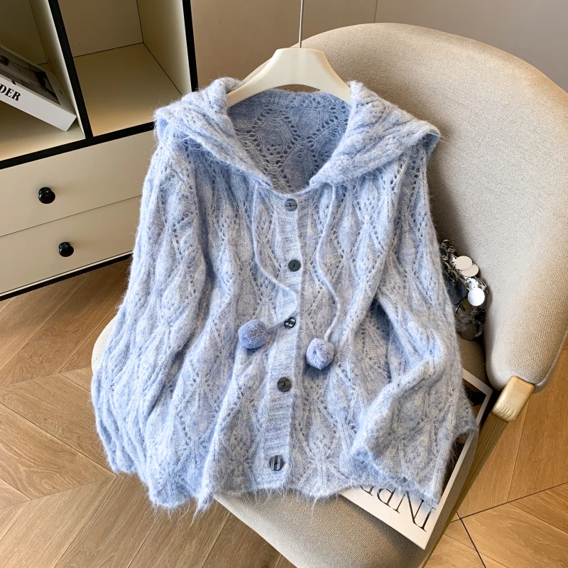 秋冬法式时尚温柔风海军领毛衣外套女设计感宽松慵懒小众针织开衫